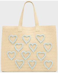 BTB Los Angeles - Pearly Heart Straw Tote Bag - Lyst