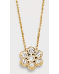 Bayco - 18k Yellow Gold Flower Diamond Pendant Necklace - Lyst