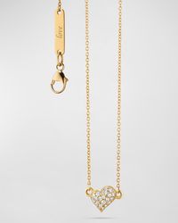 Monica Rich Kosann - 18K Mini Heart Diamond Engraved Love Necklace - Lyst