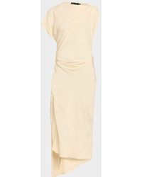 Proenza Schouler - Hallie Hammered Viscose Draped Midi Dress - Lyst