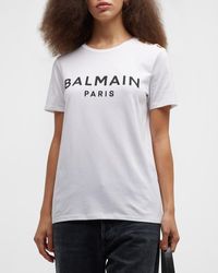 Balmain - 3-button Flocked Logo T-shirt - Lyst