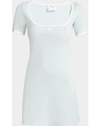 Courreges - Contrast-Trim Short-Sleeve Mini T-Shirt Dress - Lyst