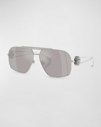 Versace - Medusa Medallion Steel Aviator Sunglasses - Lyst