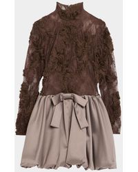 AKNVAS - Jette Mixed-Media Lace Bubble Mini Dress - Lyst