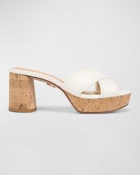 Veronica Beard - Dory Leather Crisscross Platform Sandals - Lyst
