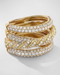 David Yurman - Paveflex Four-row Ring With Diamonds In 18k Gold, 15mm, Size 8 - Lyst