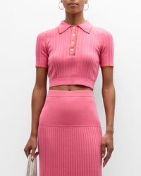 Anna Quan - Brittany Ribbed Short-Sleeve Crop Top - Lyst