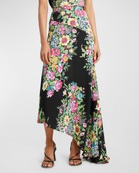Etro - Bouquet Floral-print Asymmetric Godet Midi Skirt - Lyst