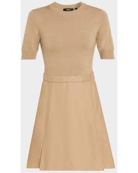 Theory - Short-Sleeve Combo Mini Dress - Lyst