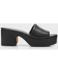 Vince - Margo Leather Block-Heel Slide Sandals - Lyst