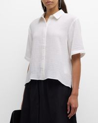 Eileen Fisher - Button-Down Organic Cotton Gauze Shirt - Lyst