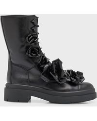 Jimmy Choo - Nari Floral Leather Combat Booties - Lyst