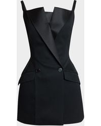 Givenchy - Sleeveless Raw-Edge Tuxedo Mini Dress - Lyst