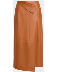 Lafayette 148 New York - A-Line Faux Wrap Leather Midi Skirt - Lyst