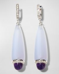 Sanalitro - 18k White Gold Isotta Earrings With Chalcedony, Amethyst And Diamonds - Lyst