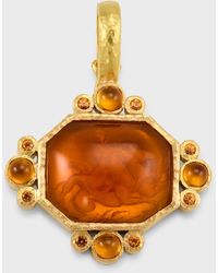 Elizabeth Locke - 19k Venetian Glass Intaglio Cabochon Hypocanthus And Goddess Pendant With Citrine - Lyst