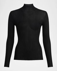 Balmain - High-Neck Rib-Knit Fitted Top - Lyst