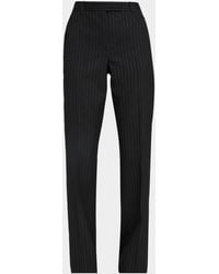McQueen - Metallic Pinstripe Wool Straight-Leg Trousers - Lyst