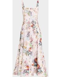 Alice + Olivia Haven Flared Midi Dress in White | Lyst Alice + Olivia Haven Flared Midi Dress in White | Lyst