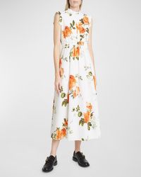 Erdem - Floral-Print Ruffle Sleeveless Midi Shirtdress - Lyst