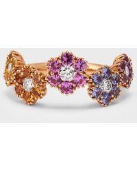 Lisa Nik - 18k Rose Gold Rainbow Sapphire Ring With Diamonds, Size 6 - Lyst