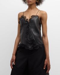 Off-White c/o Virgil Abloh - Off-Stamp Lace-Trim Nappa Leather Cami Top - Lyst