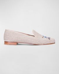 Stubbs And Wootton - Embroidered Baseball Linen Smoking Slippers - Lyst