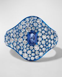 Graziela Gems - Rhodium, Sapphire And Diamond Ring, Size 7 - Lyst