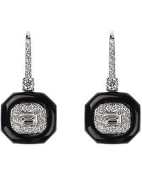 Nikos Koulis - Oui 18k White Gold Diamond & Black Enamel Drop Earrings - Lyst