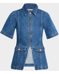 Veronica Beard - Sully Short-Sleeve Denim Jacket - Lyst