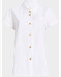 KHAITE - Keefe Short-Sleeve Button-Down Shirt - Lyst