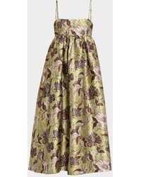 ALMAIS Anita Satin Crepe Midi Dress in Green | Lyst