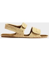 KHAITE - Boden Raffia Flat Sandals - Lyst