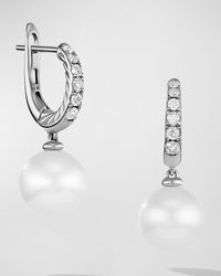 David Yurman - Pearl And Pave Drop Earrings With Diamonds - Lyst