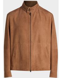 Canali - Apos;S Suede Stand-Collar Bomber Jacket - Lyst