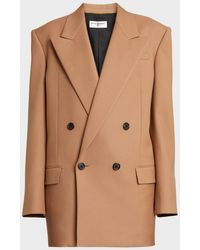 Saint Laurent - Double-Breasted Oversize Wool Blazer Jacket - Lyst