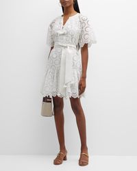 Figue - Bria Eyelet Belted Mini Dress - Lyst