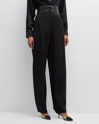 Alaïa - High-Rise Belted Trousers - Lyst