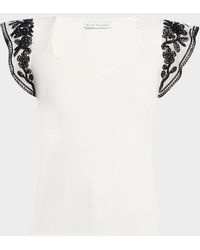 Tahari - The Emily Embroidered Flutter-Sleeve Sweater - Lyst