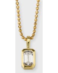 Anita Ko - 18k Yellow Gold Bezel Emerald Cut Diamond Pendant Necklace - Lyst