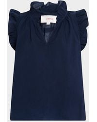 Xirena - Bex Ruffle-Trim Split-Neck Top - Lyst
