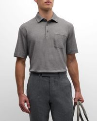 Zegna - Cotton Polo Shirt With Leather-Trim Pocket - Lyst