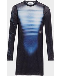 Jean Paul Gaultier - Le Print Long-Sleeve Mesh Mini Dress - Lyst