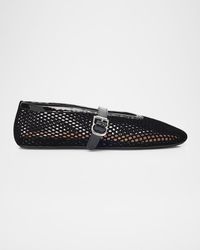 Alaïa - Velvet Fishnet Mary Jane Ballerina Flats - Lyst
