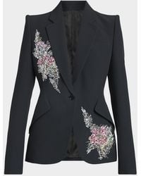 McQueen - Crystal Embroidered Single-Breasted Blazer Jacket - Lyst