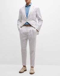 Brunello Cucinelli - Linen Pinstripe Two-Button Suit - Lyst