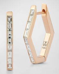 WALTERS FAITH - Quentin 18k Rose Gold And Baguette Diamond Hexagon Earrings - Lyst
