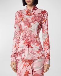 Versace - Starfish Printed Jersey Shirt - Lyst