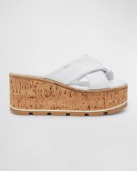 Ferragamo - Engracia Leather Cork Slide Sandals - Lyst