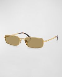 Prada - Signature Steel & Plastic Rectangle Sunglasses - Lyst